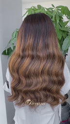 L1-05 Chocolate Caramel Balayage Body Wave Human Hair Wig