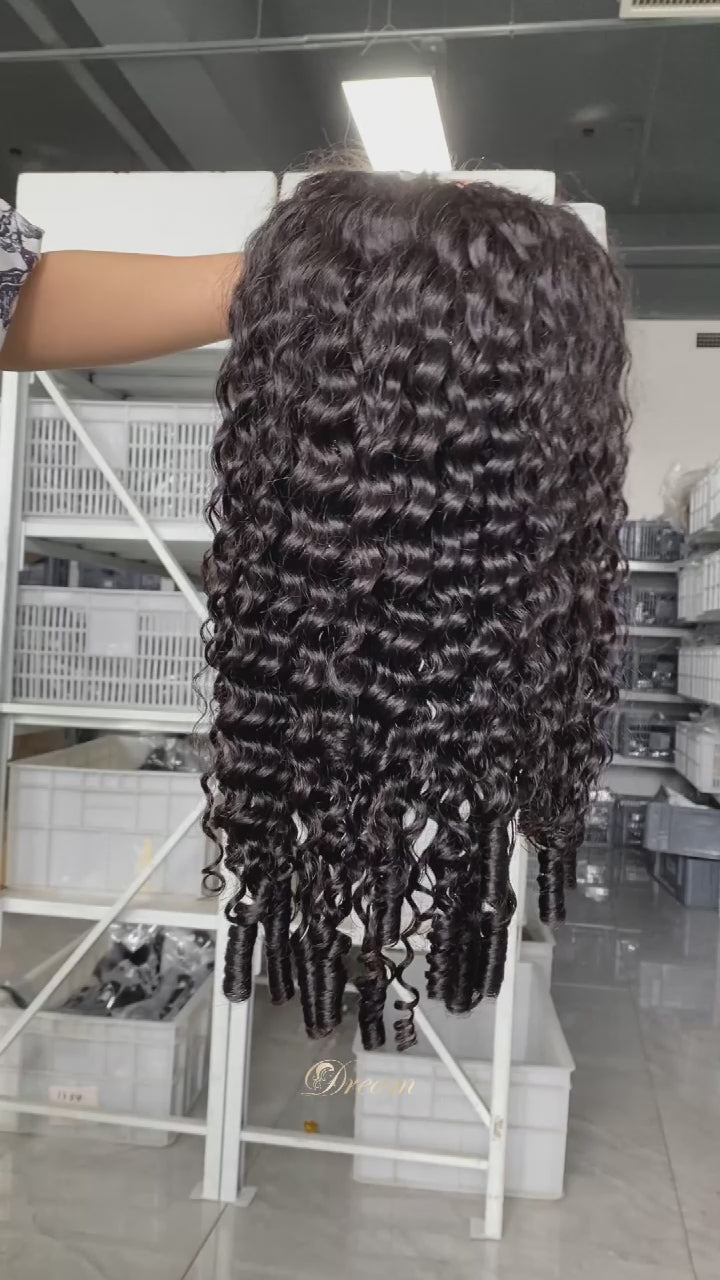 200% 3 In 1 Curly Texture Breathable Cap Half Wig Natural Color