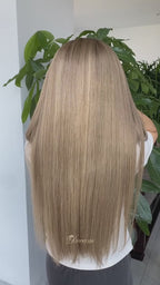 BL-10 Smoky Taupe Blonde Straight Human Hair Wig