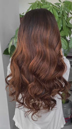 L1-07 Dark Chocolate Brown Balayage Body Wave Human Hair Wig