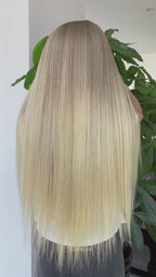BL-08 Beige Blonde Straight Human Hair Wig