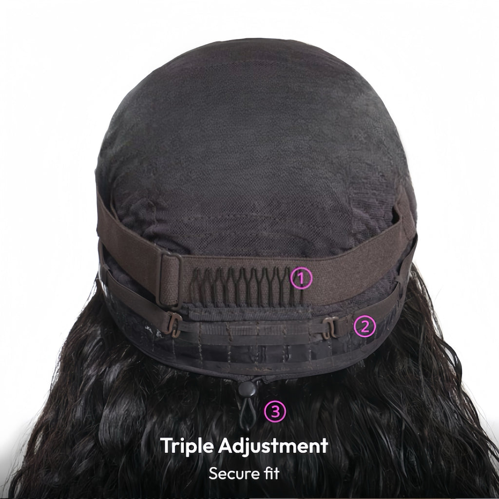 Put On & Go Wig Pre Pluck 7x5 Glueless Lace Black Straight Wig With Elastic