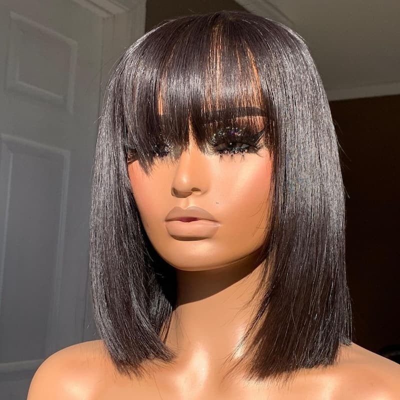 Cutie Look 13x4 Straight Bob Wig with Bang Lace Frontal Wig