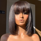 Cutie Look 13x4 Straight Bob Wig with Bang Lace Frontal Wig